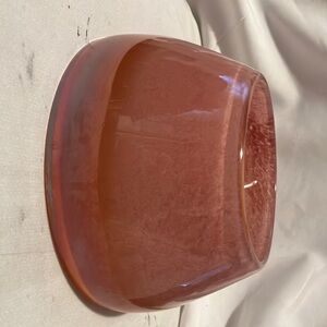 Hand crafted n painted. Irredescent pinks , gold , lite purple glass vase  in